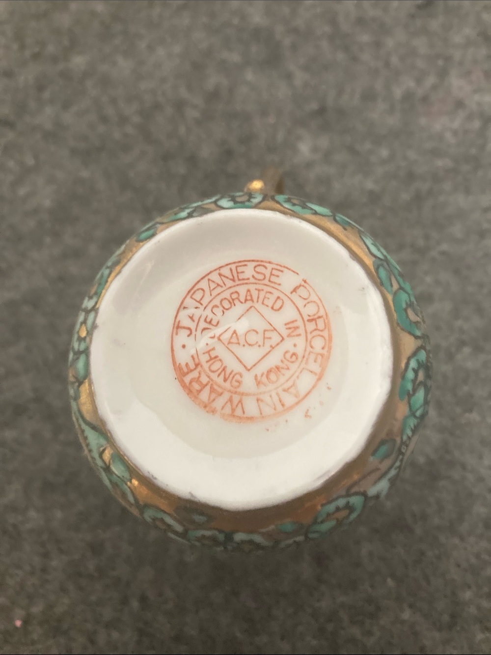 Vintage Cup & Saucer Japanese Porcelain Ware Ace, Turquoise floral Chintz - Picture 5 of 8
